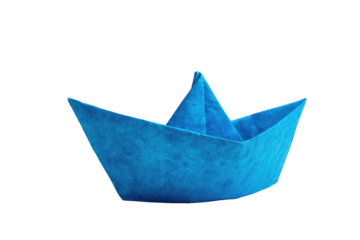 paper boat isolated on transparent white background, clipping path