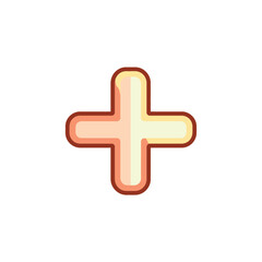 Fototapeta premium Cream Plus Sign Symbol Design with Rounded Edges on a Clean White Background