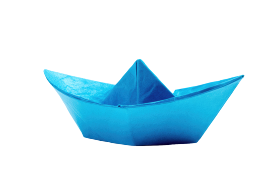 paper boat isolated on transparent white background, clipping path