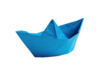 paper boat isolated on transparent white background, clipping path