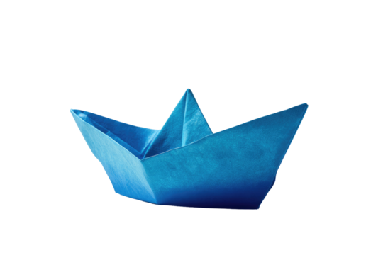 paper boat isolated on transparent white background, clipping path
