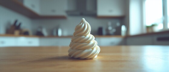 Whipped Cream Dessert in a Kitchen Setting