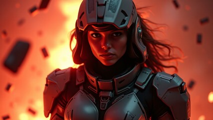 Determined Sci-Fi Female Warrior Portrait
