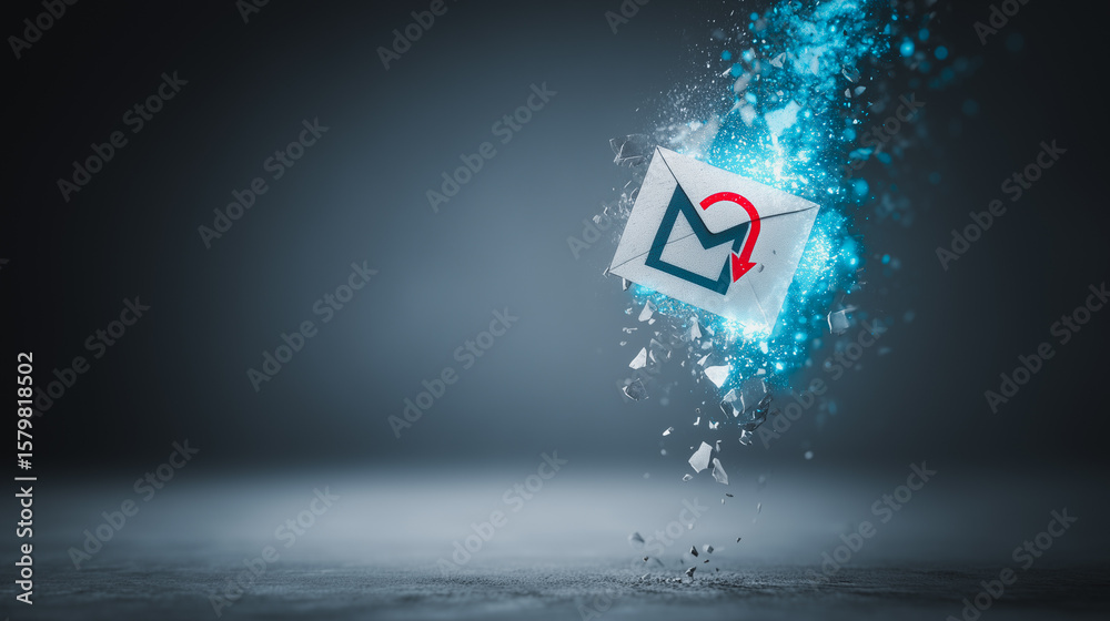 Poster digital return email: an abstract representation of an email with a return arrow, enveloped in an et