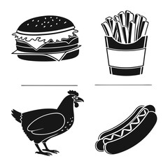 Burger fries chicken hot dog icons fast food
