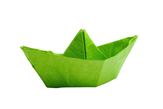 paper boat isolated on transparent white background, clipping path
