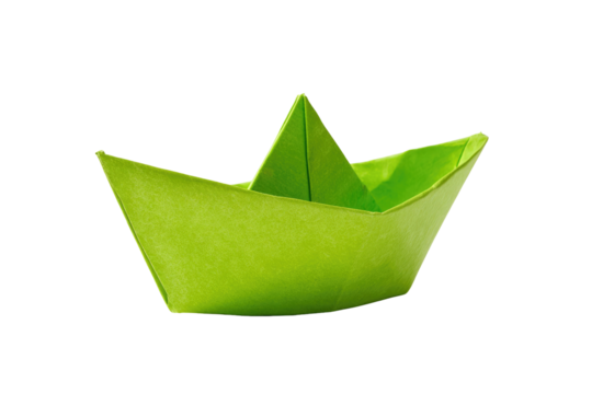paper boat isolated on transparent white background, clipping path