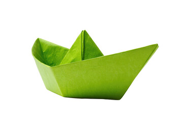 paper boat isolated on transparent white background, clipping path