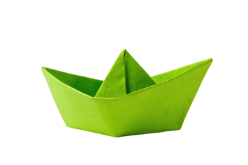 paper boat isolated on transparent white background, clipping path