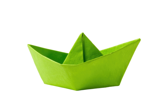 paper boat isolated on transparent white background, clipping path
