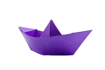 paper boat isolated on transparent white background, clipping path