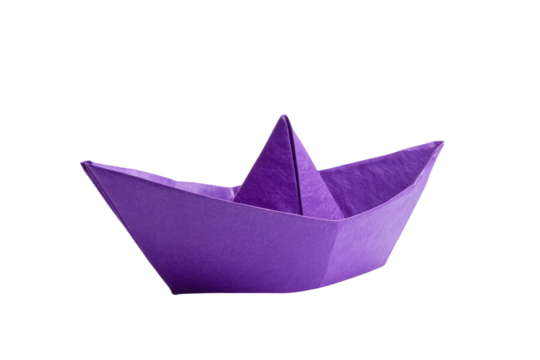 paper boat isolated on transparent white background, clipping path