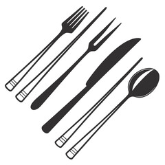Dark Silhouettes Of Dining Utensils Including Forks Knives And Spoons knife cutlery