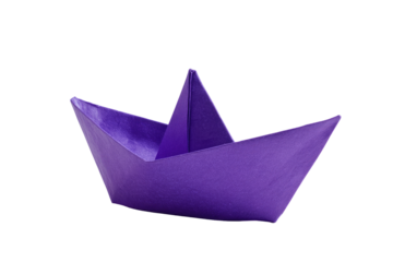paper boat isolated on transparent white background, clipping path