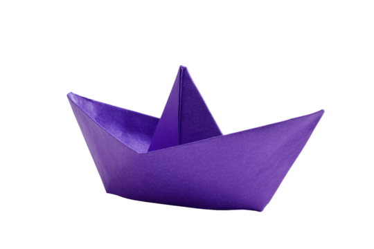 paper boat isolated on transparent white background, clipping path