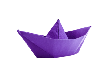paper boat isolated on transparent white background, clipping path