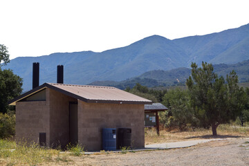 Small Building with Mountains, Cut Out with No Background
