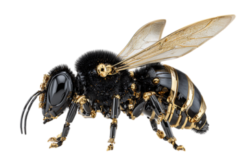 Futuristic metallic wasp design. Sci fi insect.