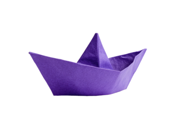 paper boat isolated on transparent white background, clipping path