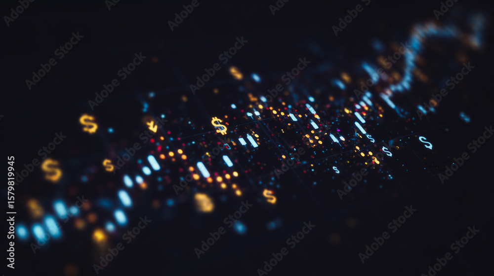 Poster digital stream: abstract visualization of data flow, showing dynamic energy and technological advanc