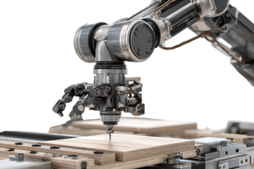 Robotic arm precision drilling wood.