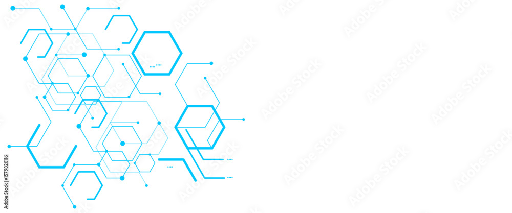 Poster vector abstract digital technology or science hexagonal elements design