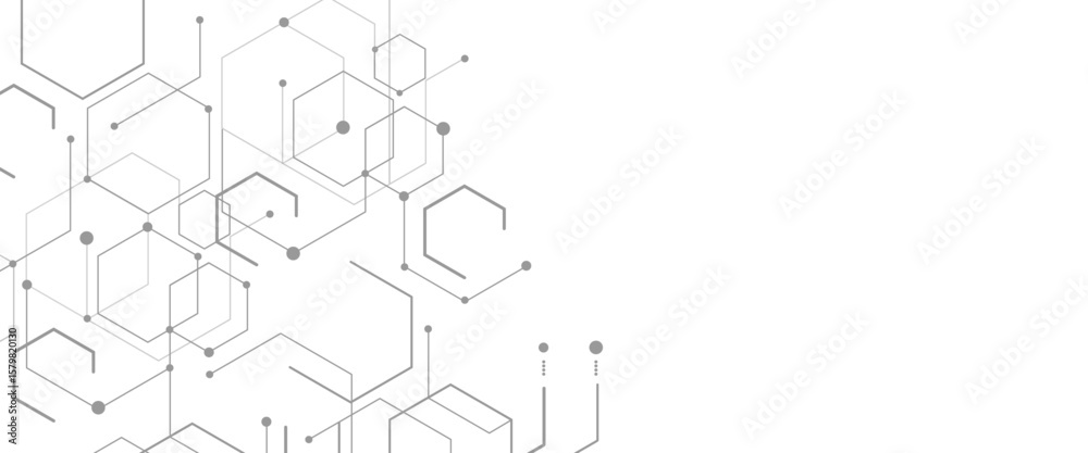 Poster vector abstract digital technology or science hexagonal elements design