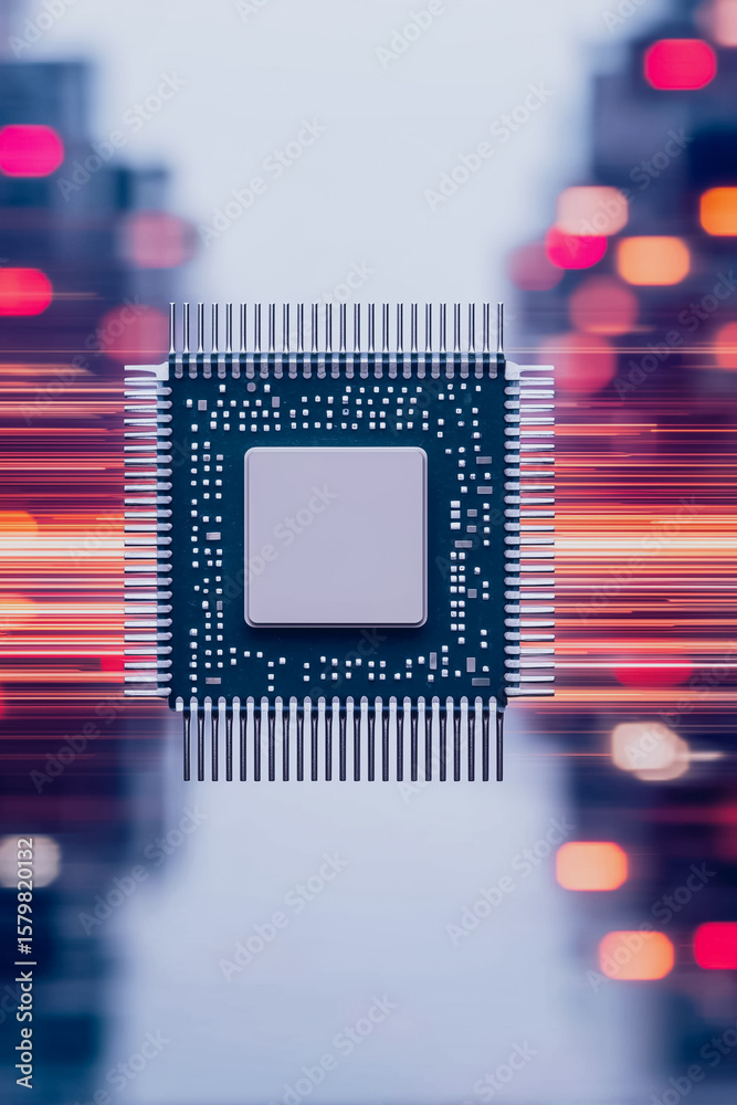Poster circuit processor in tech world: the intricate design of a central processing unit stands center sta