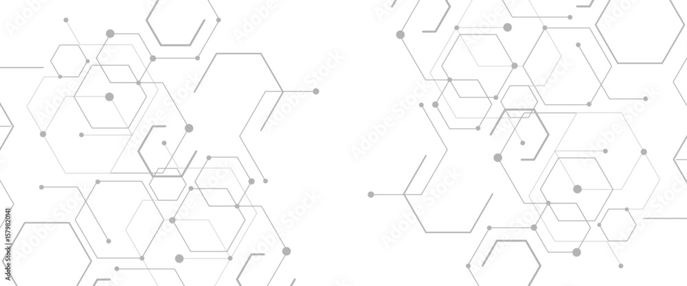 Poster vector abstract digital technology or science hexagonal elements design