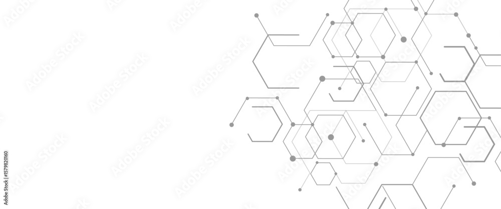 Poster vector abstract digital technology or science hexagonal elements design