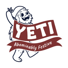 Festive Yeti Cartoon Character Holding a Banner with Abominably Festive Message