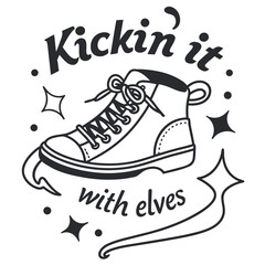 Kicking it with Elves A whimsical shoe illustration with magical elements