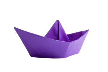paper boat isolated on transparent white background, clipping path