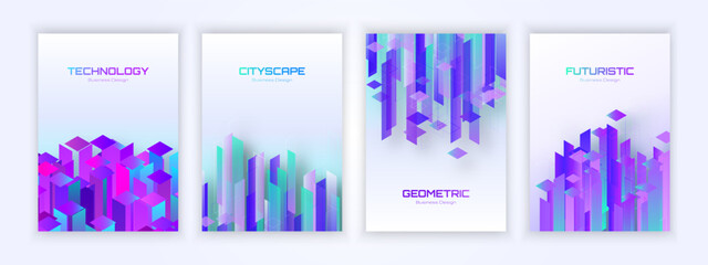 Geometric and Futuristic Business Design Collection Modern Abstract Cityscape
