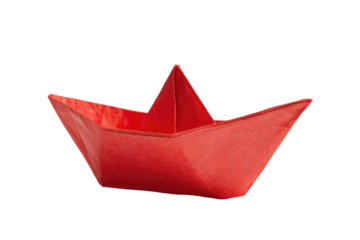 paper boat isolated on transparent white background, clipping path