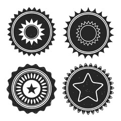 Grunge sun and star emblem shapes badge