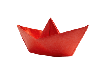paper boat isolated on transparent white background, clipping path