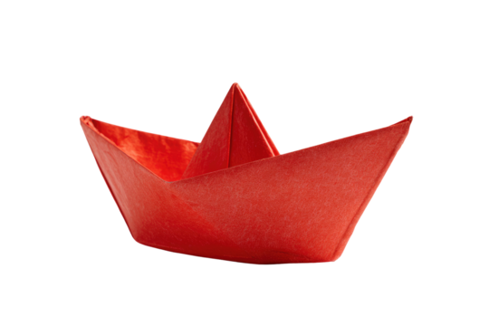 paper boat isolated on transparent white background, clipping path