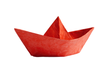 paper boat isolated on transparent white background, clipping path