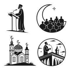 Islamic speaker addressing congregation mosque crescent moon religion