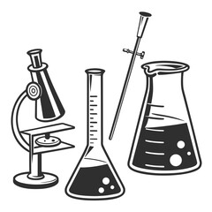 Microscope flasks beaker burette scientific equipment laboratory