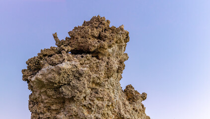 Close-up view of Mono Lake tufa towers at sunset