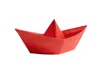 paper boat isolated on transparent white background, clipping path