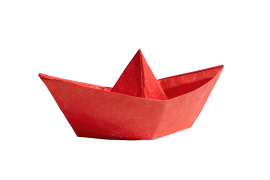 paper boat isolated on transparent white background, clipping path