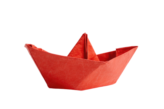 paper boat isolated on transparent white background, clipping path