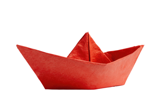 paper boat isolated on transparent white background, clipping path - Powered by Adobe