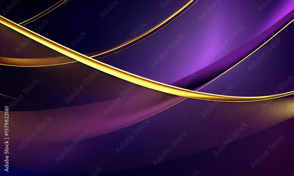 Poster abstract purple and gold gradient background with dynamic shapes, close-up of an abstract shape on t