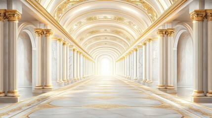 Fototapeta premium Grand colonnaded hall with golden embellishments.