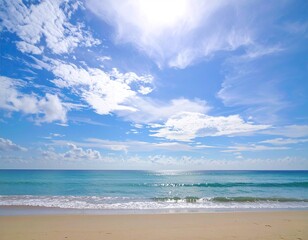 Fototapeta premium Sunny beach scene with clear sky