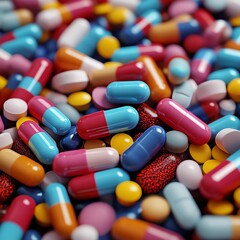pile of colorful pills,3d rendering,conceptual image.  high resolution   for isolate image